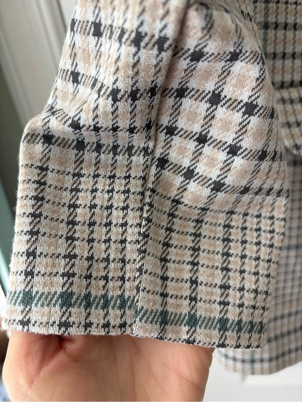 Liverpool Los Angeles Beige Gray Plaid Open Front Blazer Size M - Picture 3 of 12